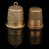 ANTIQUE / VINTAGE 10K GOLD SEWING THIMBLES, LOT OF TWO, 