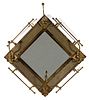 AMERICAN AESTHETIC MOVEMENT BRASS WALL MIRROR / LOOKING GLASS,