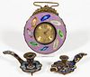 CONTINENTAL ENAMEL-DECORATED OBJECTS D'ART, LOT OF THREE,
