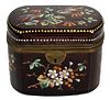BOHEMIAN BIRD AND FLORAL ENAMEL-DECORATED GLASS TEA CADDY,