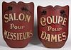 PAIR OF FRENCH PAINTED SHEET-IRON SALON SIGNS, 