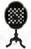 FRENCH INLAID MOTHER OF PEARL TILT-TOP GAMES TABLE,