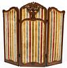 FRENCH PROVINCIAL CARVED MAHOGANY FOLDING FIRE SCREEN,