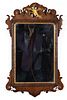GEORGIAN CHIPPENDALE MAHOGANY PARCEL-GILT LOOKING GLASS / WALL MIRROR,