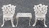 AMERICAN NATURALISTIC CAST-IRON CHAIRS AND STOOL, LOT OF THREE,