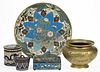 CHINESE / JAPANESE CLOISONNE AND BRASS ARTICLES, LOT OF FOUR,