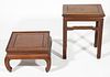 CHINESE ROSEWOOD AND MAHOGANY STAND TABLES, LOT OF TWO,