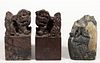 CHINESE CARVED STONE ARTICLES, LOT OF THREE,