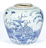 CHINESE EXPORT PORCELAIN BLUE AND WHITE LARGE GINGER JAR, 