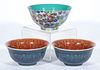 CHINESE EXPORT PORCELAIN BOWLS, LOT OF THREE, 