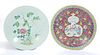 CHINESE EXPORT PORCELAIN FAMILLE ROSE CHARGERS, LOT OF TWO,