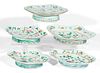 CHINESE EXPORT PORCELAIN FAMILLE ROSE QUATREFOIL FOOTED DISHES, LOT OF FIVE,