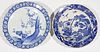 JAPANESE EXPORT BLUE AND WHITE PORCELAIN CHARGERS, LOT OF TWO,
