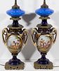 CONTINENTAL SEVRES-STYLE PORCELAIN PAIR OF URN LAMPS, 