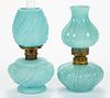ASSORTED OPAQUE GLASS MINIATURE LAMPS, LOT OF TWO,