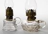 ASSORTED PATTERN MINIATURE FINGER LAMPS, LOT OF TWO,