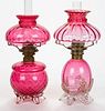 ASSORTED OPTIC PATTERNED MINIATURE LAMPS, LOT OF TWO,