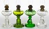 DALZELL, GILLMORE & LEIGHTON CO. ASSORTED PATTERNED MINIATURE STAND LAMPS, LOT OF FOUR,