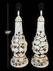 Pair of Snowball Meissen Style Porcelain Lamp