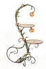 Whimsical Flower Laden Tole and Iron Plant Stand