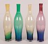 Four John Nickerson Blenko glass bottle form vases