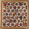 Pieced tumbling block quilt, late 19th c., 87'' x 90''.