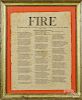 Printed poem, titled Fire, 19th c., 13'' x 10''.