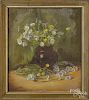 American oil on canvas still life, early 20th c., signed E. K. Chase, 17'' x 15''.