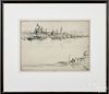 Ernest D. Roth (American 1879-1964), etching of a cityscape, signed lower middle, 8'' x 10 7/8''.