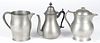 Three pieces of pewter, to include a Henry Ford Museum lidded pitcher, tallest - 9''.