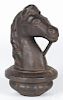 Cast iron horse head hitching post finial, late 19th c., 11'' h.