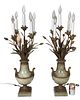 Pair Bronze Mounted Marble Urn Candelabra Lamps