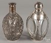 Two sterling silver mounted decanters, 8 1/2'' h.