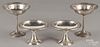 Two pairs of sterling silver compotes, 6 1/4'' h. and 4'' h., 20.8 ozt.