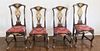 Set Four Portuguese Decorated Chippendale Chairs