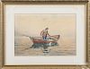 Dougal F. Anderson (American 1854-1921), watercolor of a fisherman, signed lower left, 10 1/2'' x 15''