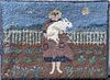 Small Contemporary Folk Art Pictorial Hooked Rug