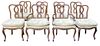 Set Eight Venetian Rococo Carved Dining Chairs