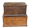 Two Antique Wooden Low Chests