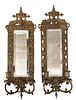 Pair Mirrored Brass Two Light Wall Sconces