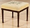Sheraton style mahogany stool, 17'' h., 18'' w.