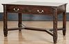Mahogany partner's desk, late 19th c., with applied carving on legs, 31'' h., 54 1/2'' w., 32'' d.