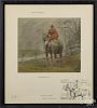 Pair of pencil signed fox hunting lithographs, by Snaffles, 10'' x 9 3/4''.
