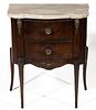 FRENCH INLAID MAHOGANY MARBLE-TOP COMMODE,