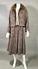 Wool Skirt Suit with Natural Beaver Fur Lining