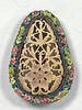 Chinese Antique Carved Bone and Cloisonne Clothing Clasp 
