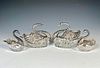 Four Silver and Crystal Swan Salts