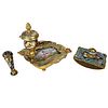 Antique French Champleve Table Top Items