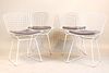 Four Harry Bertoia for Knoll White Wire Chairs