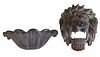 Black Painted Cast-Iron Lion's Head Form Lavabo
